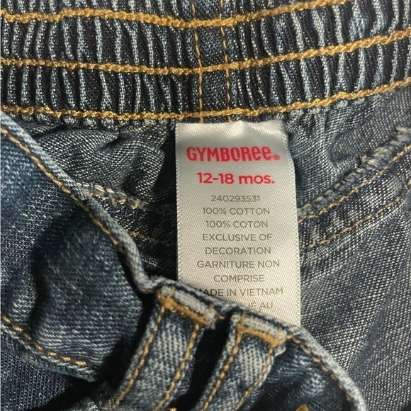 GYMBOREE “Bow Puppy and Cat” blue jeans with red and cheetah bows. 12-18 months - Picture 5 of 6